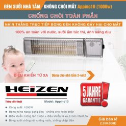 Đèn sưởi nhà tắm Heizen Appino10 (điều khiển từ xa)