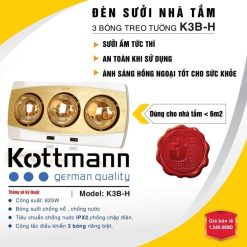 Đèn sưởi nhà tắm Kottmann 3 bóng vàng K3B-H