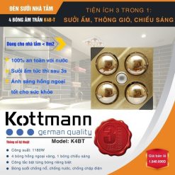 Đèn sưởi nhà tắm Kottmann âm trần K4BT